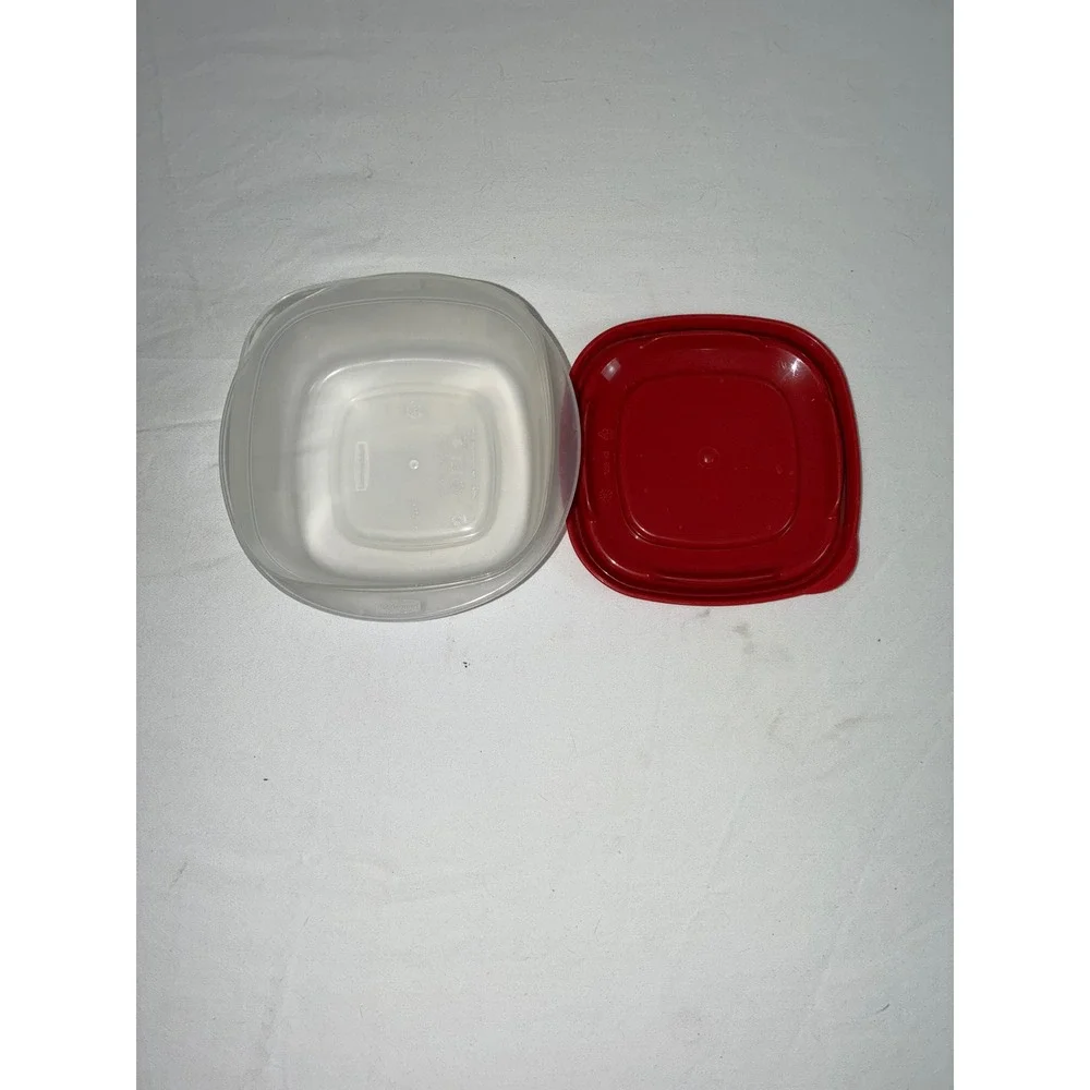 Rubbermaid TakeAlongs 1.25 Cup Square Food Storage Container Red Lid Clear Base